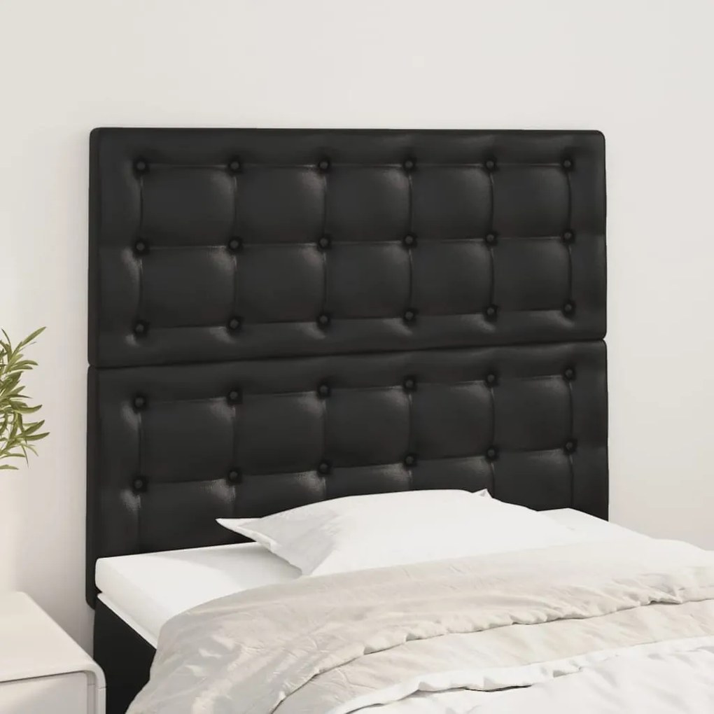 vidaXL Tăblii de pat, 2 buc, negru, 100x5x78/88 cm, piele ecologică