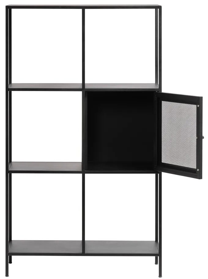 Bibliotecă neagră din metal 80x138 cm Malibu – Unique Furniture