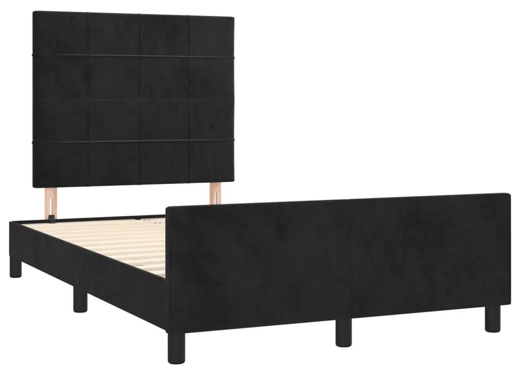3270580 vidaXL Cadru de pat cu tăblie, negru, 120x190 cm, catifea