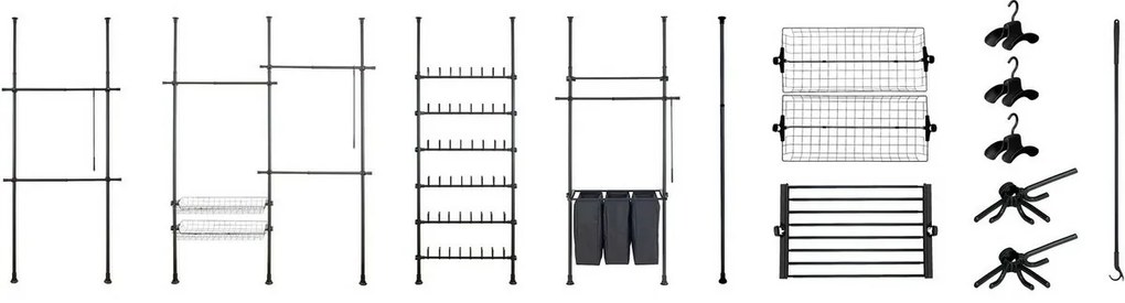 Wenko Set de 2 bare telescopice orizontaleHerkules, negru