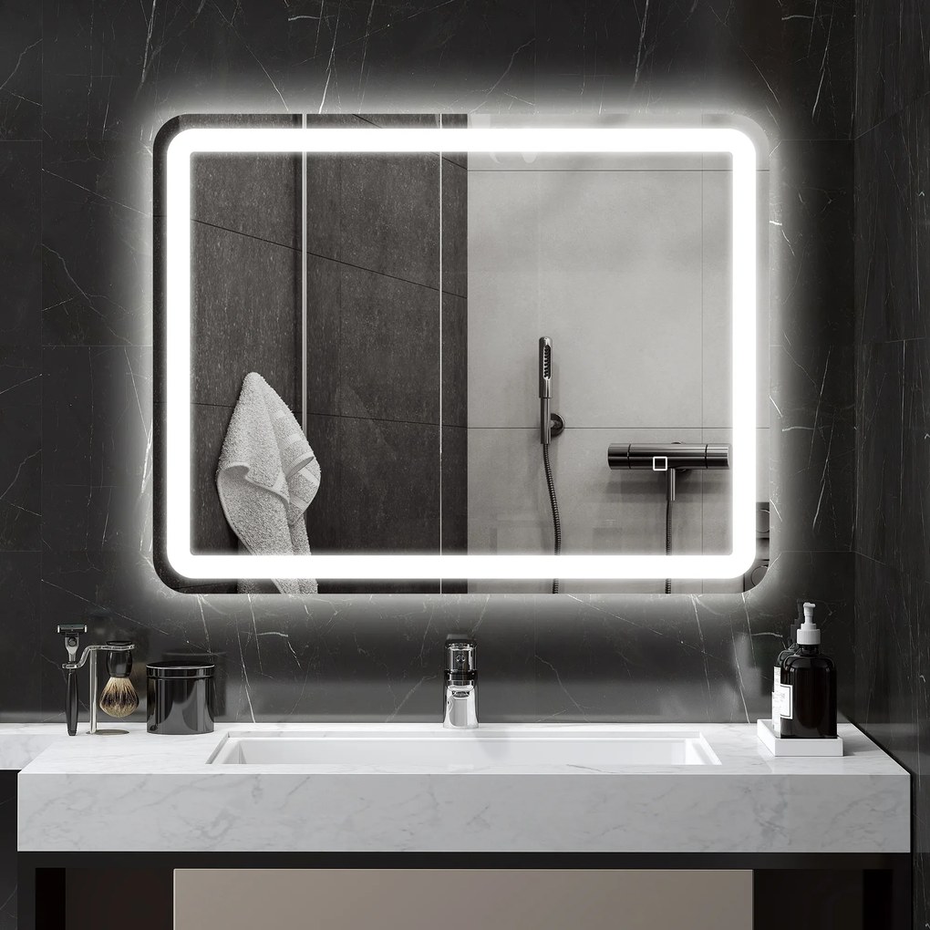 kleankin Oglinda pentru baie cu lumini LED, 70 x 50 cm | Aosom Romania