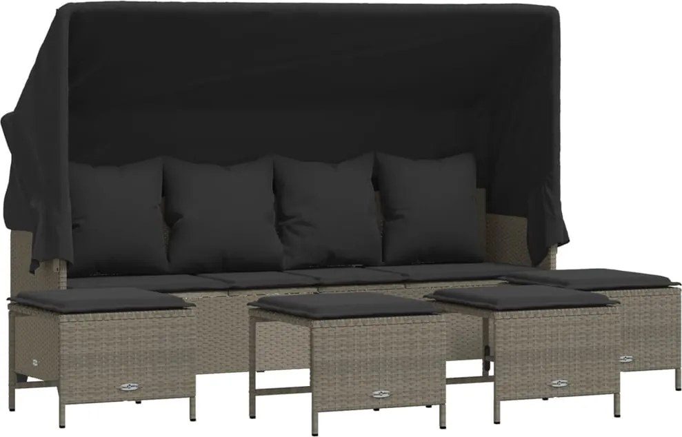 vidaXL Set canapele de grădină cu perne, 5 piese gri deschis poliratan