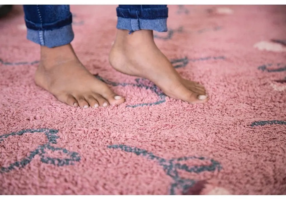 Covor pentru copii roz lavabil/țesut manual din bumbac 140x210 cm English Garden Ash Rose – Lorena Canals