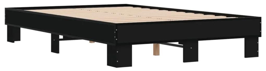 845887 vidaXL Cadru de pat, negru, 120x190 cm, lemn prelucrat și metal