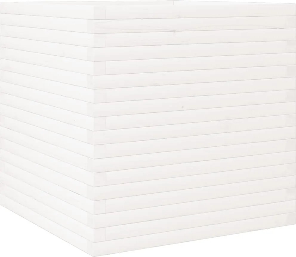 vidaXL Jardinieră de grădină, alb, 70x70x68,5 cm, lemn masiv de pin