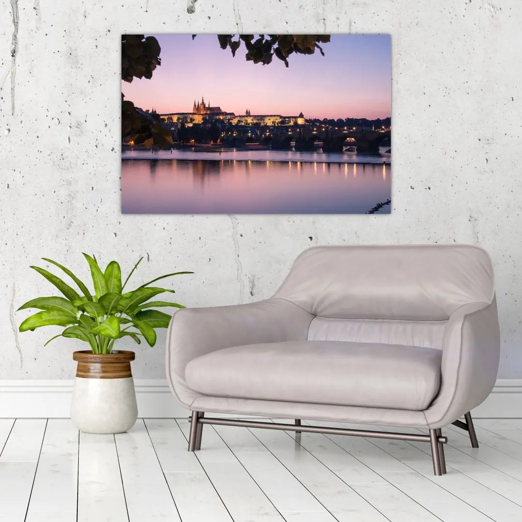 Tablou cu palatul din Praga și Vltava (90x60 cm)