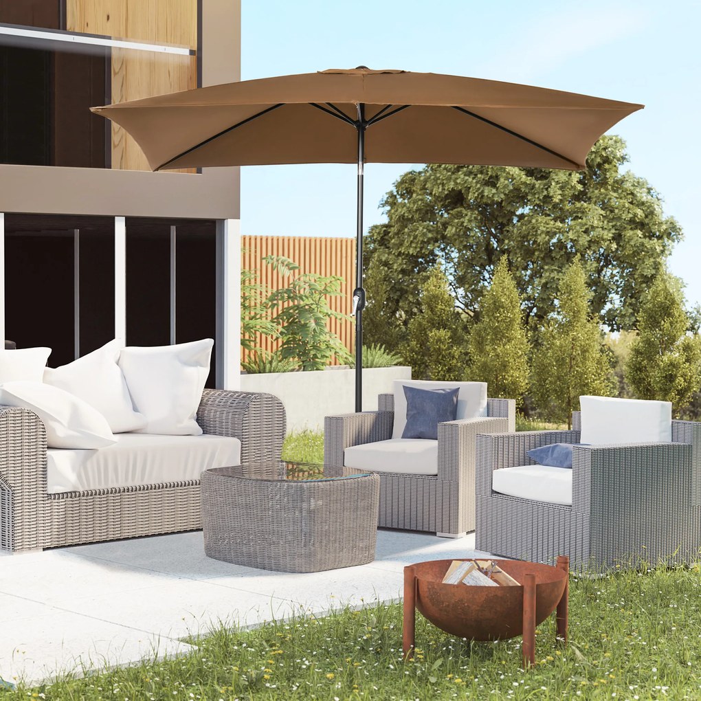 Outsunny Umbrela de Gradina Dreptunghiulara 195×295 cm – Alb | Aosom Romania