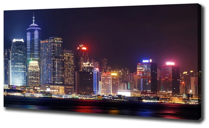 Tablouri tipărite pe pânză Hong kong pe timp de noapte