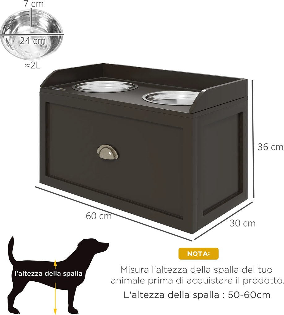 PawHut Statie Hranire Caini Mari – Suport inaltat cu 2 Boluri | Aosom Romania