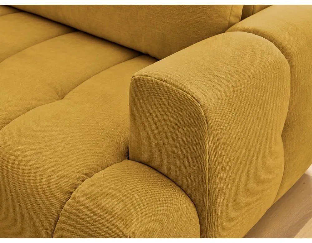 Colțar galben muștar extensibil/cu spațiu de depozitare (cu colț pe partea stângă/în formă de ”L”) Fuji – Bobochic Paris