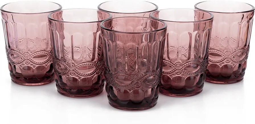 Set de pahare de apă, 6buc, 240 ml, roz, FREGATA TYPE 2