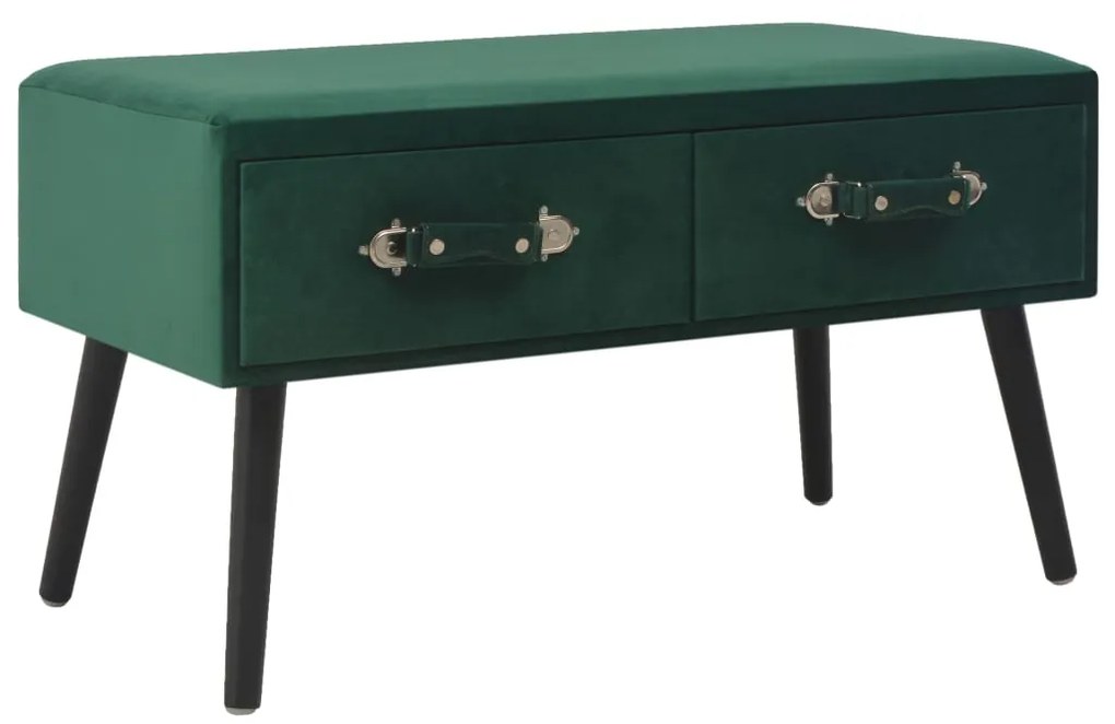 vidaXL Banchetă cu sertare, verde, 80 cm, catifea