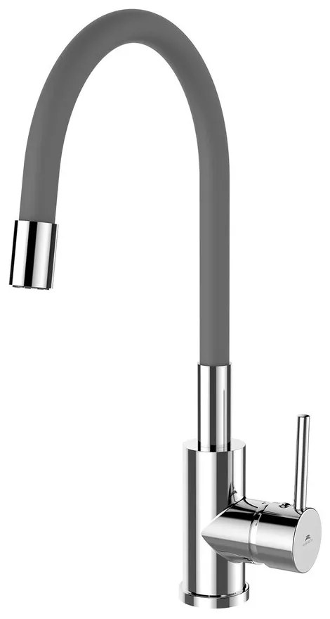 Baterie bucatarie cu pipa flexibila Rubineta Twister finisaj crom lucios-gri mat