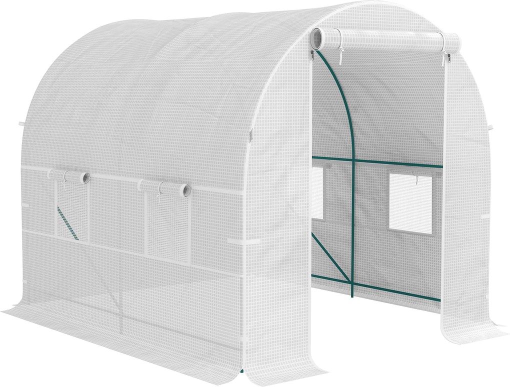 Outsunny Seră de Grădină Tip Tunel cu Cadru din Oțel și 4 Ferestre în PE 2.5x2x2m, Alb | Aosom Romania