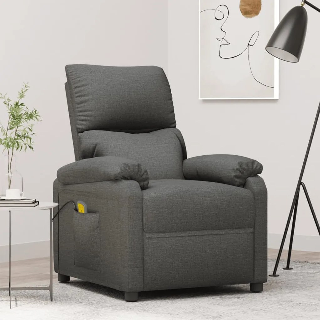 322457 vidaXL Fotoliu de masaj, gri închis, material textil