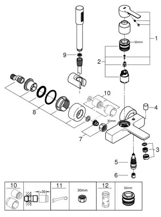 GROHE 33850001 - Baterie de cadă LINEARE DN 15, crom lucios