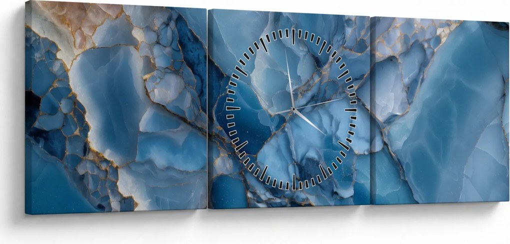 Tablou - Marmură albastră fragmentată (cu ceas) (90x30 cm)