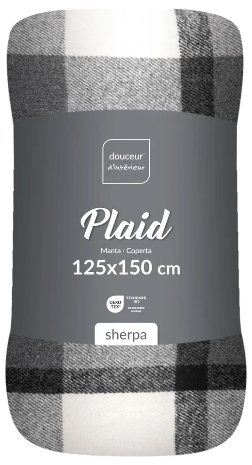 Pătură gri din sherpa 125x150 cm Ecossais – douceur d'intérieur