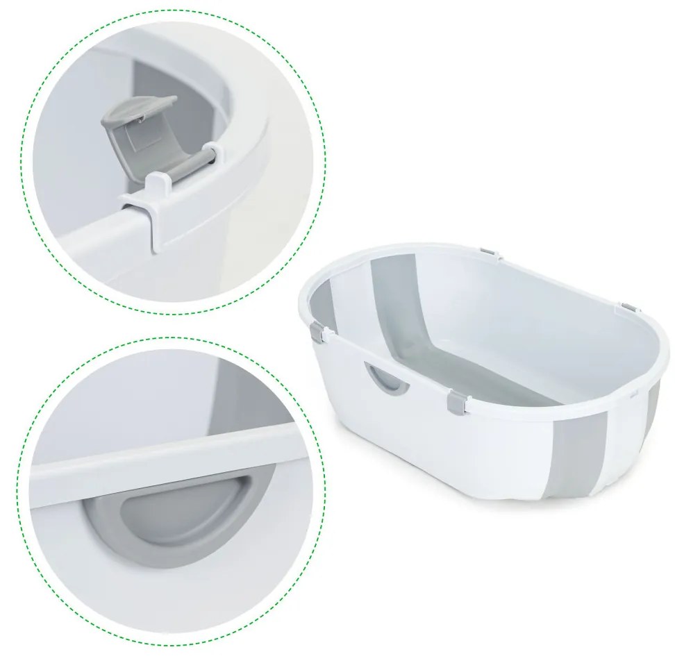 Cada pentru copii cu scurgere pliabilă gri