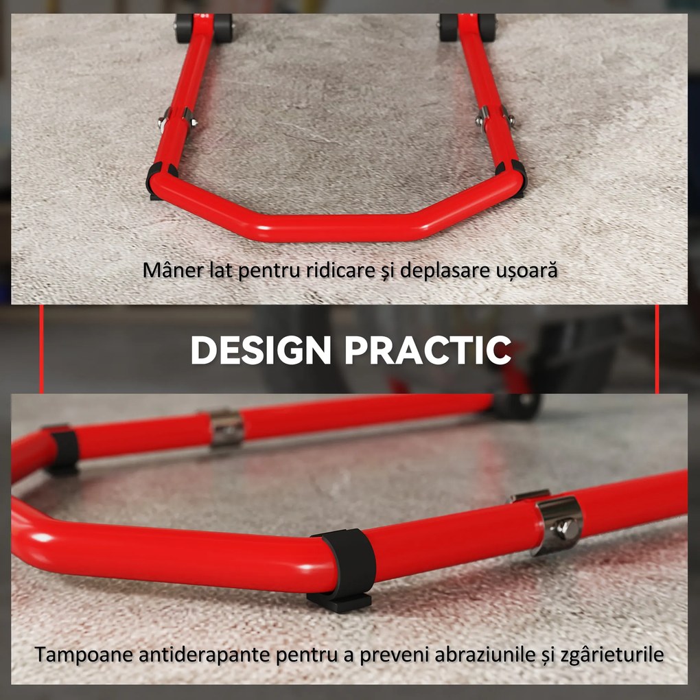 HOMCOM Stand pentru motociclete de 390 kg Față-Spate cu Furci Reglabile | Aosom Romania