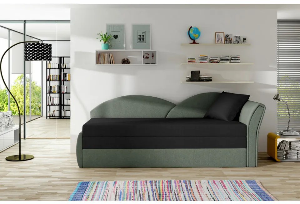 Canapea extensibila, 218 x 80 x 77 cm, Aga L, Eltap (Culoare: Negru, Verde inchis)