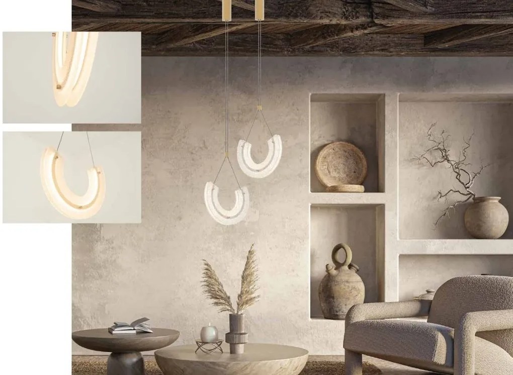 Lustra cu 3 Pendule LED, Aluminiu, Auriu, Deco Line