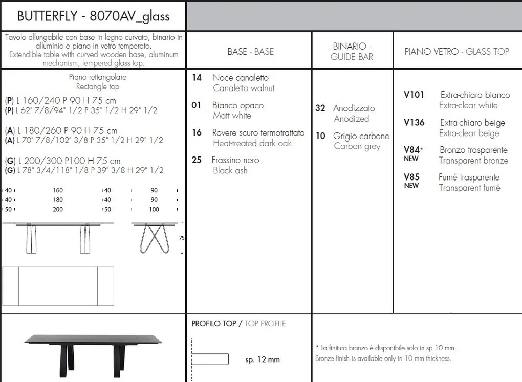 Masa extensibila eleganta design LUX BUTTERFLY 160-240x90cm