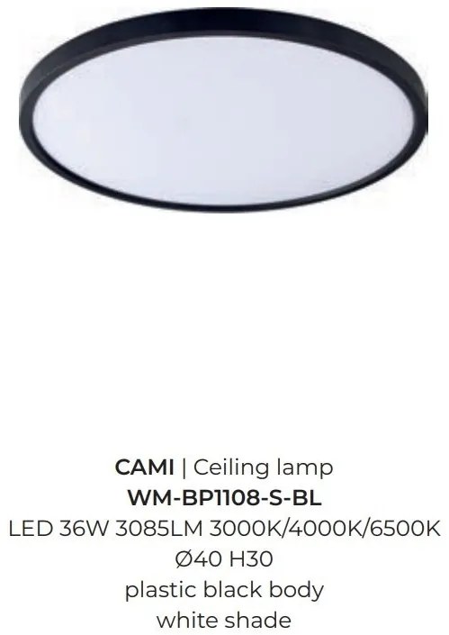 Plafoniera LED moderna design slim CAMI 40cm, negru