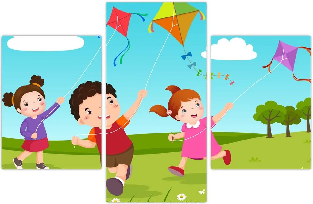 Tablou - Copii cu zmeu (90x60 cm)