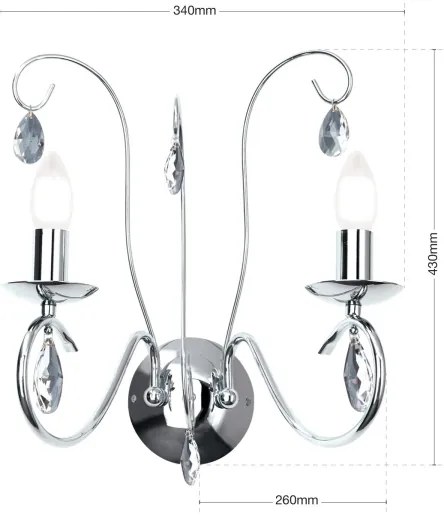 Aplică de cristal Orion WA 2-1093/2 ALESSIA 2xE14/40W/230V crom lucios