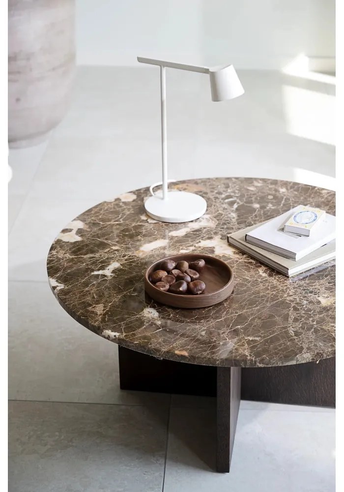 Măsuță de cafea maro/în culoare naturală rotundă din marmură 90x90 cm Brooksville - Rowico