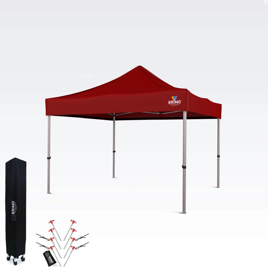 Foișor de grădină pliabil 3x3 m | Protecție UV/PVC premium | Construcție robustă BRIMO | Montaj rapid fără scule - fără pereți - Rosu