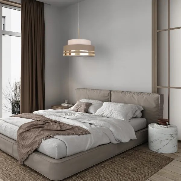 Lustră pe cablu TAMI 1xE27/60W/230V bej/maro/auriu