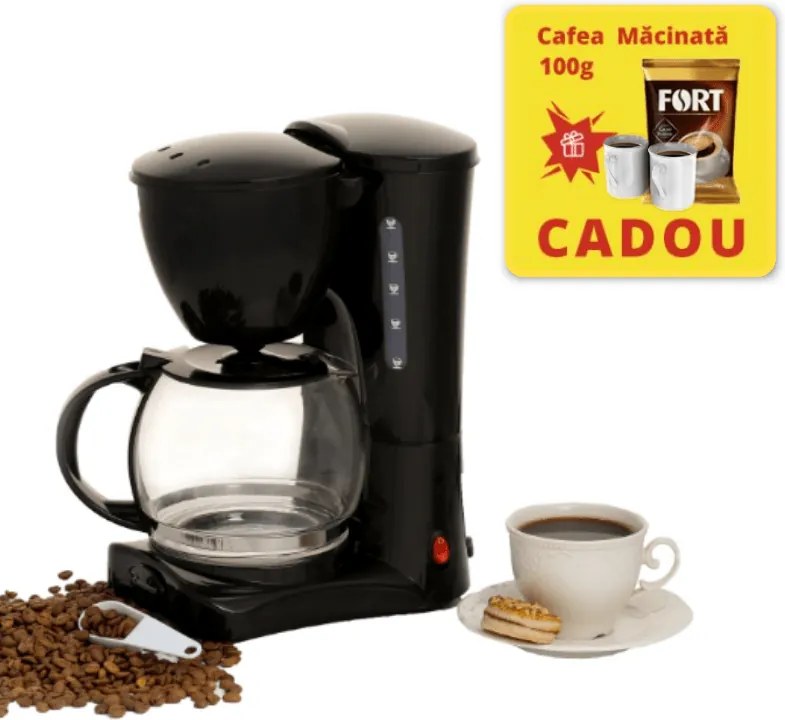 Filtru de cafea Hausberg, Cafea macinata, 1.2 Litri, 1200 W