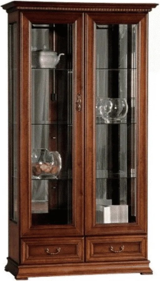 Vitrină lemn masiv nuc Ravino I, 111,8 × 47,5 × 207,9 cm