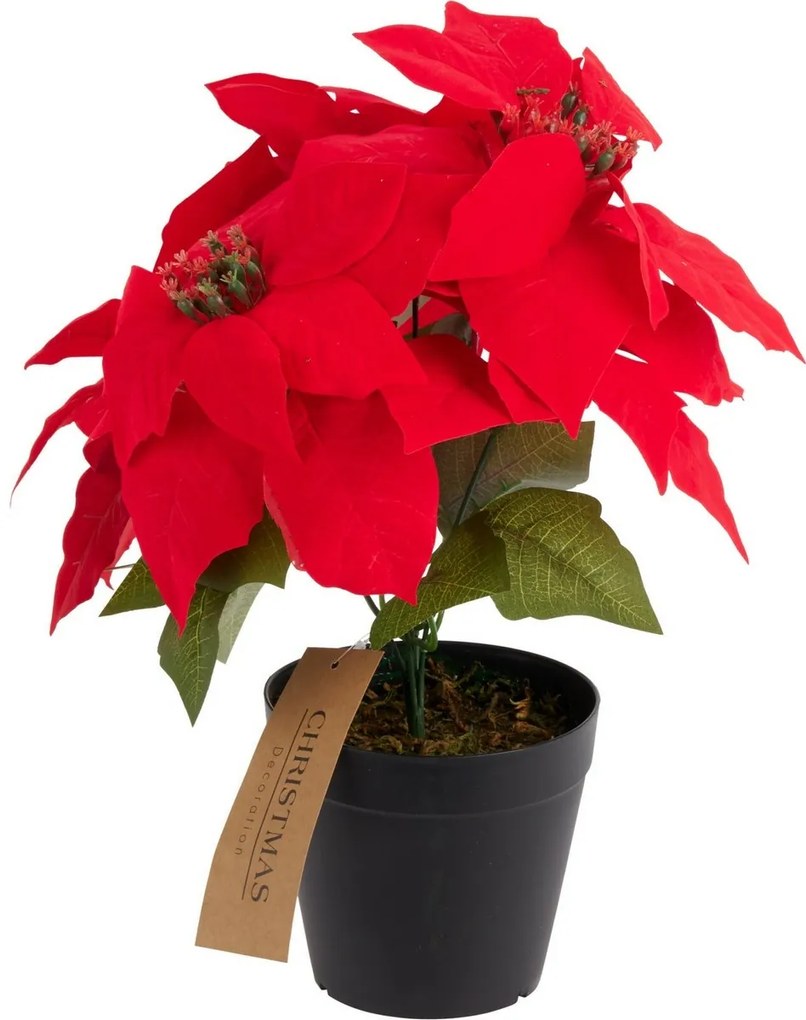 Floare artificială de Crăciun Poinsettia înghiveci, 25 x 30 cm