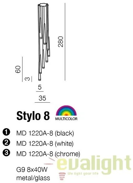 Lustra design modern Stylo 8 chrome