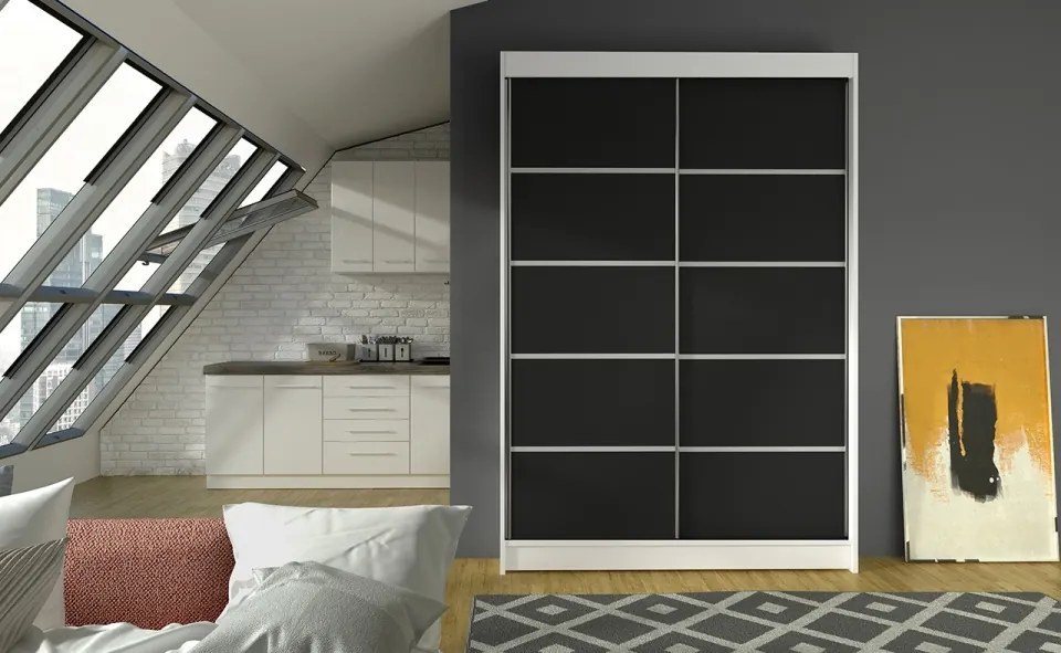 Dulap cu usi glisante 120x200 cm, Benisso, ADRK Furniture (Culoare: Casmir)