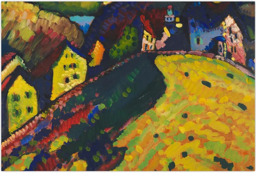 Tablou - Vasily Kandinsky, Houses at Murnau, reproducere (90x60 cm)