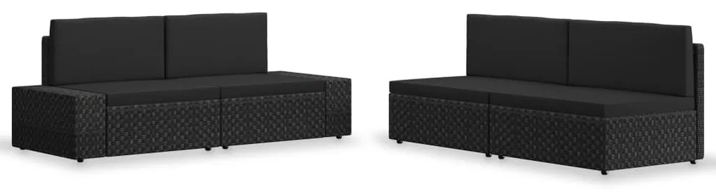 vidaXL Set mobilier de grădină, 4 piese, negru, poliratan