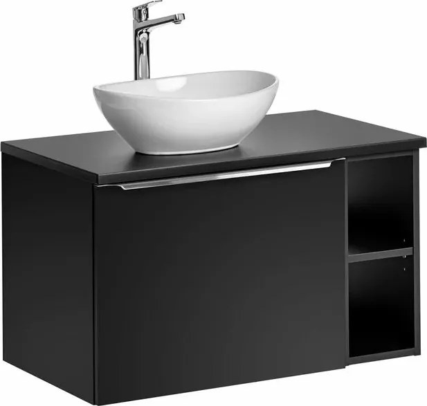 Set dulap baza suspendat 80 cm cu blat, lavoar si dulap suspendat Comad Santa Fe alb lucios