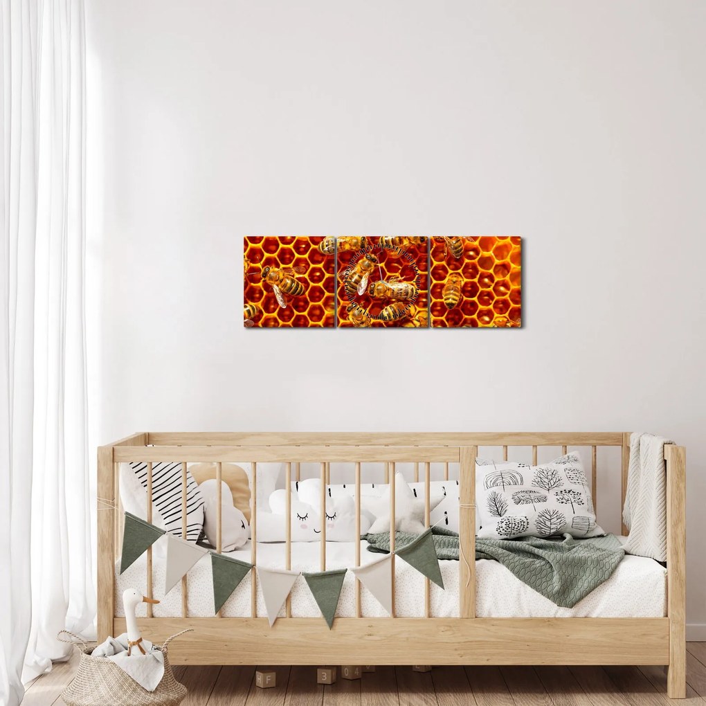 Tablou - Fagure de miere (cu ceas) (90x30 cm)
