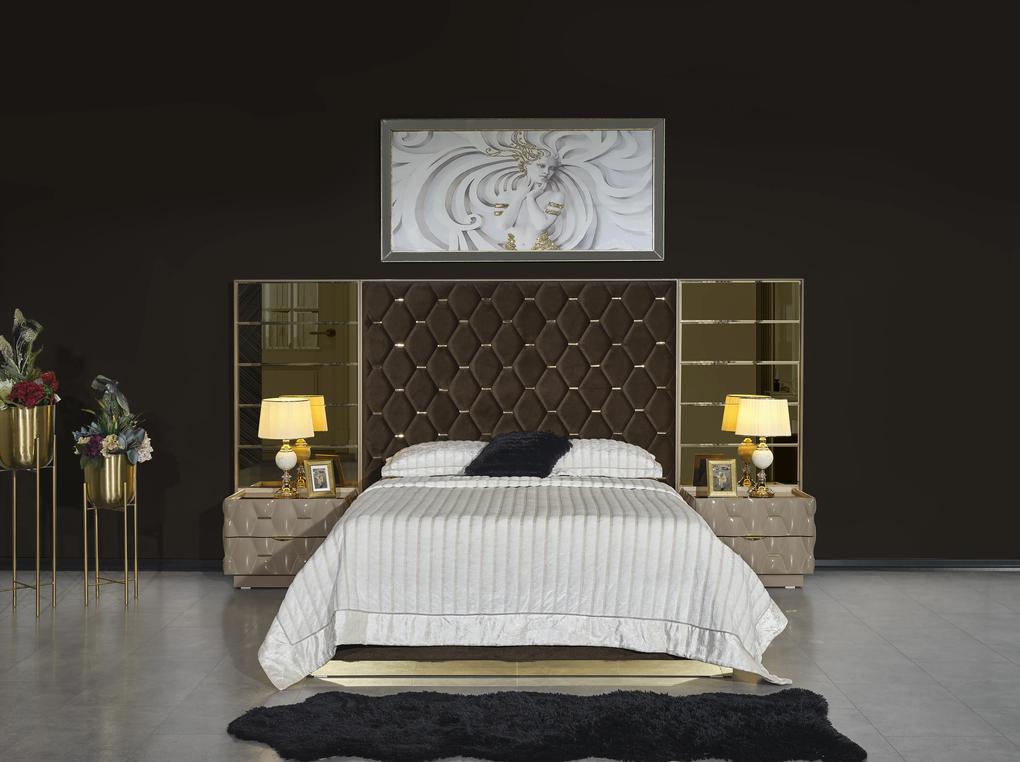 Set dormitor complet - crem/gri cu auriu - royal lav - mdf 33mm si metal