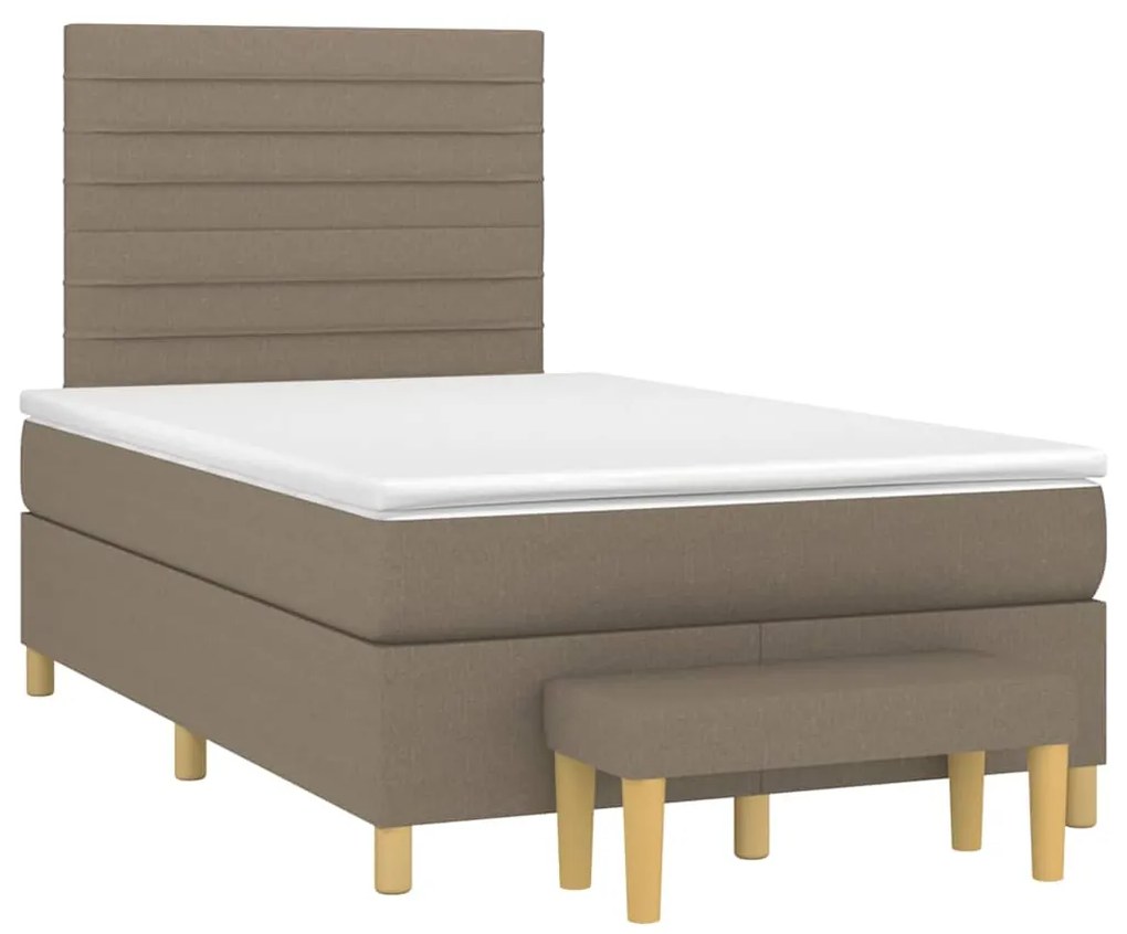 vidaXL Pat box spring cu saltea, taupe, 120x190 cm material textil