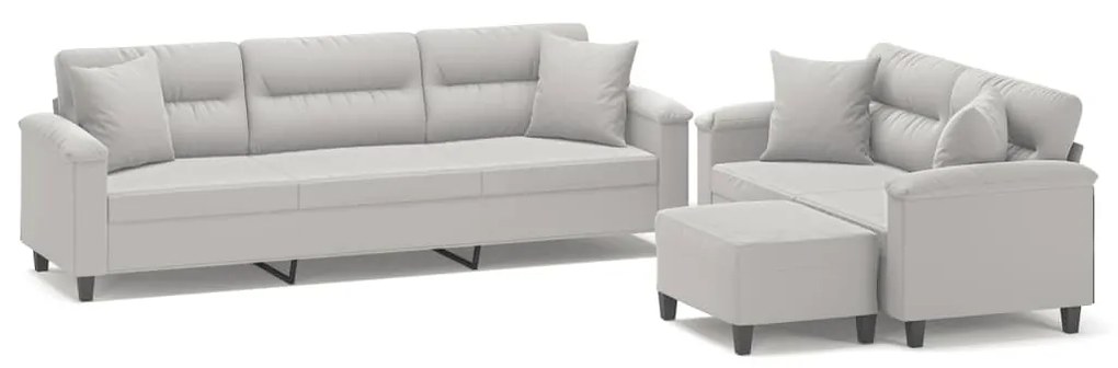 3154038 vidaXL Set de canapele cu perne, 3 piese, gri deschis, microfibră