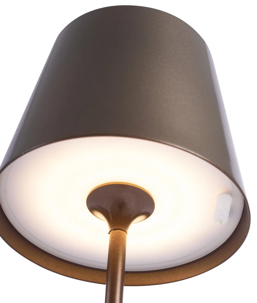 Lampă de masă modernă bronz închis 37cm incl. LED Dimmable IP54 Reîncărcabilă - Topi