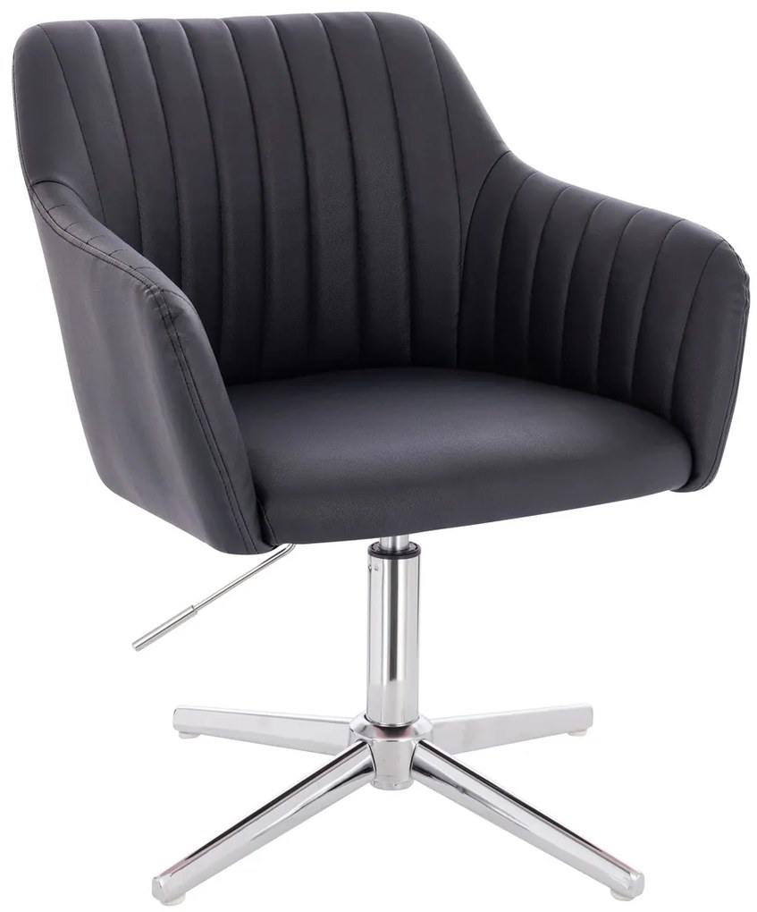 HC190CROSS Scaun Neagră din Piele Ecologica cu Bază Cromata