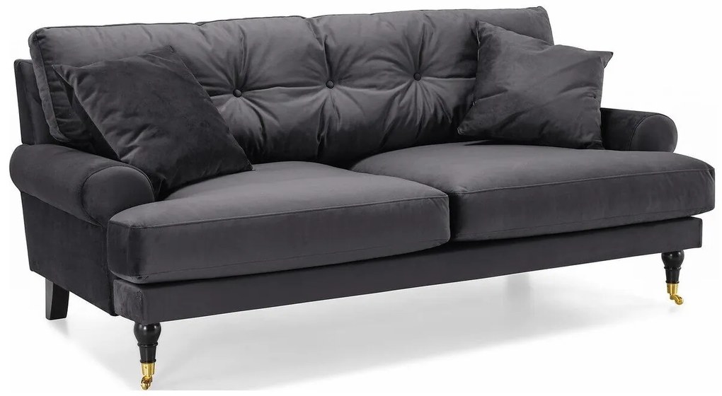 Canapea Seattle E135Numărul de locuri: 3, Gri inchis, 195x100x87cm, 60 kg, Tapiterie, Picioare: Lemn, Role