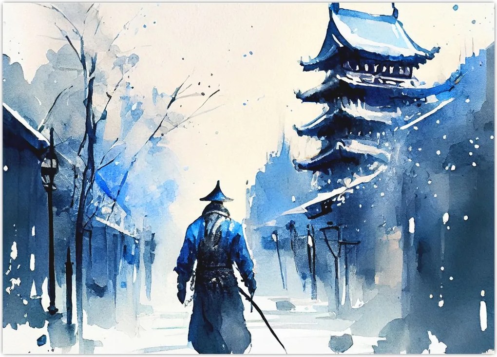 Tablou - Samurai, aquarel (70x50 cm)