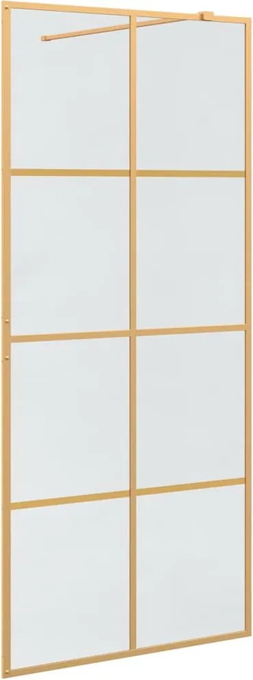 vidaXL Zid de duș walk-in Auriu 90 x 195 cm sticlă securizată